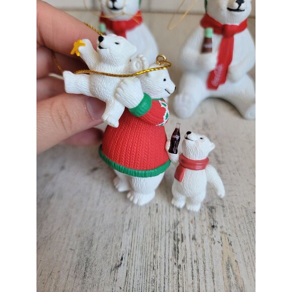 Vintage coke polar bear coca cola ornament Xmas set unique bottle - Picture 5 of 7